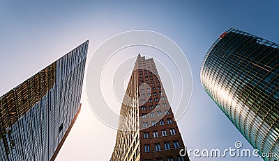 Skyscrapers on Postsdamer square in Berlin, evening scenery Editorial Stock Photo