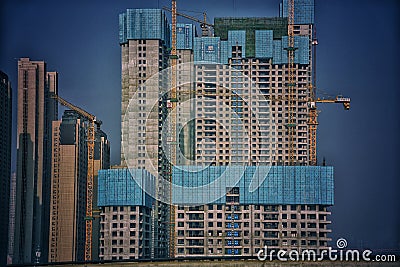 skyscrapers under construction in Wuhan city Editorial Stock Photo