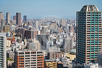 Skyscrapper center of Tennoji district with the Central Residence Tennoji City Tower. Osaka. Japan Editorial Stock Photo