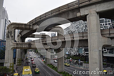 Skytrain Station in Bangkok, Thailand, Asia Editorial Stock Photo