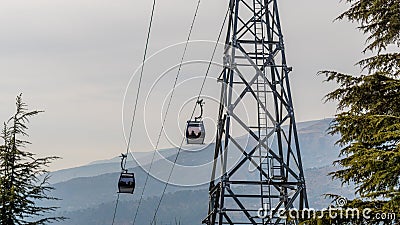Skyview by Empyrean offers thrilling gondola ride from Sanget to Patnitop Stock Photo