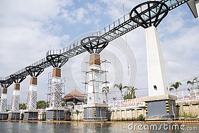 Skywalk structure on the glass skywalk bridge at Kanchanaburi, Thailand Editorial Stock Photo