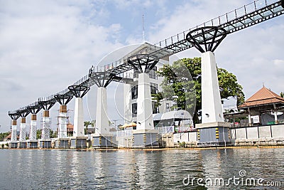 Skywalk structure on the glass skywalk bridge at Kanchanaburi, Thailand Editorial Stock Photo