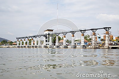 Skywalk structure on the glass skywalk bridge at Kanchanaburi, Thailand Editorial Stock Photo