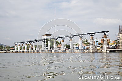 Skywalk structure on the glass skywalk bridge at Kanchanaburi, Thailand Editorial Stock Photo