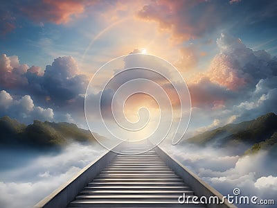 Skyward Odyssey: A Majestic Journey Toward Heaven Stock Photo