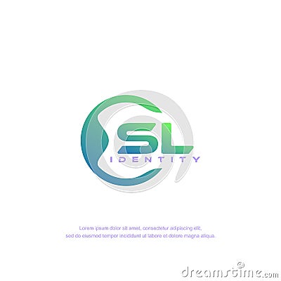 SL Initial letter circular line logo template vector with gradient color blend Vector Illustration