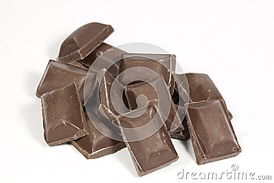 Slab of Individual Squares of Dark Chocolate Stock Photo