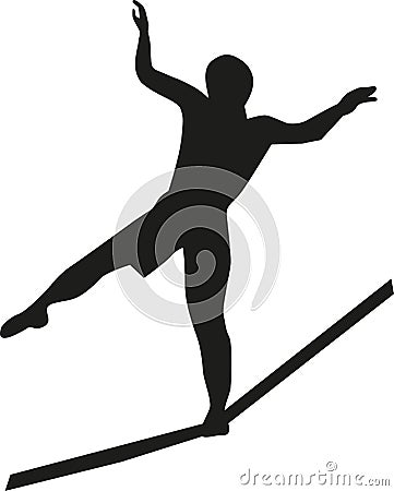 Slackline silhouette Vector Illustration