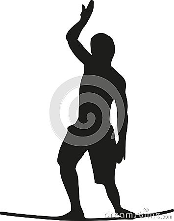 Slackline wire walker silhouette Vector Illustration