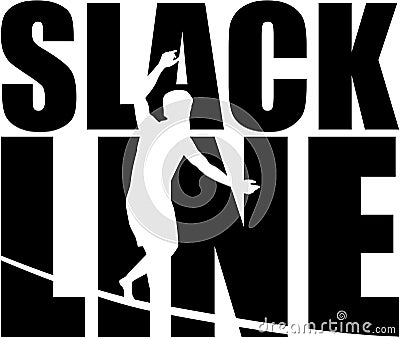 Slackline word with cutout Vector Illustration