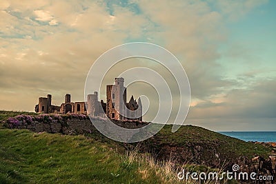 Slains Castle ruins at Peterhead Stock Photo