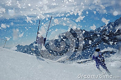 Slalom Ski racer Stock Photo