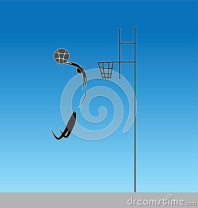 Slam-dunk in basketball with a jump from outside the penalty are Vector Illustration