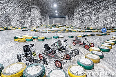 Slanic Prahova Salt Mine interior in Romania Editorial Stock Photo