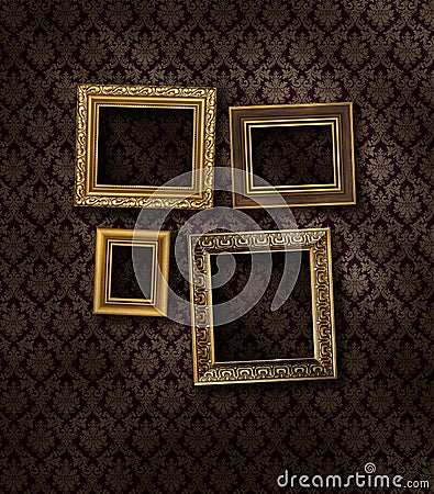 Slanted gilded frames Stock Photo