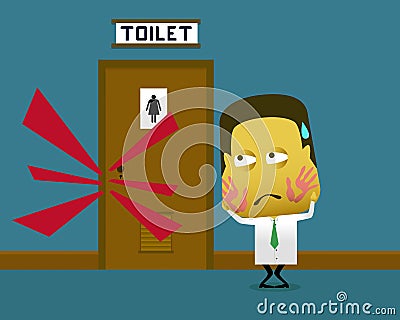 Slapped because one entrance toilet Vector Illustration