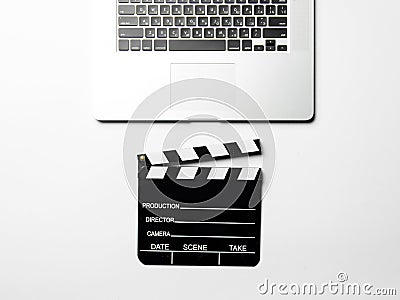 Slapstick and laptop Stock Photo