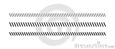 Slash line. Border with diagonal lines. Angle of tilt stripes. Black pattern of footer. Diagonal parallel lines divider strip Vector Illustration
