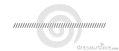 Slash line. Border with diagonal lines. Angle of tilt stripes. Black pattern of footer. Diagonal parallel lines divider strip Vector Illustration
