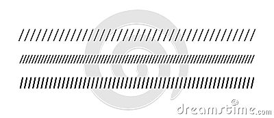 Slash line. Border with diagonal lines. Angle of tilt stripes. Black pattern of footer. Diagonal parallel lines divider strip Vector Illustration
