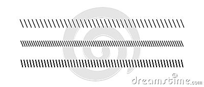 Slash line. Border with diagonal lines. Angle of tilt stripes. Black pattern of footer. Diagonal parallel lines divider strip Vector Illustration