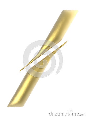 slash symbol golden edge sliced text isolated - 3d rendering Stock Photo