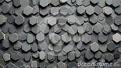 Slate Gray Elegance: Hexagon Precision Pattern. AI Generate Stock Photo
