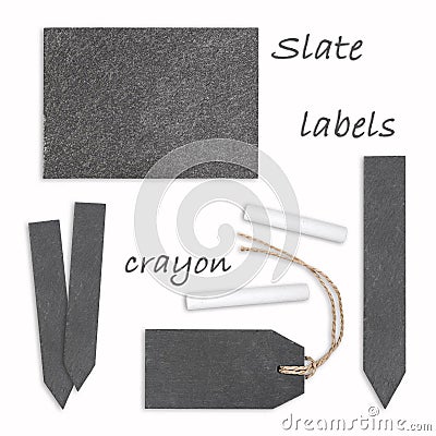 Slate labels with crayon Stock Photo