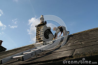 Slate roofing Stock Photo