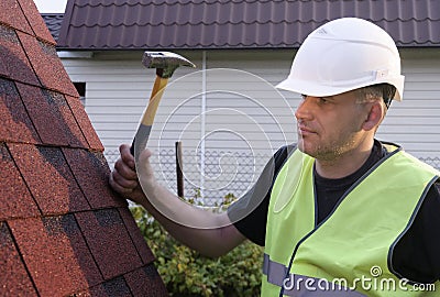 Slater, Roofing work Stock Photo