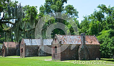 Slave cabins in Boone Hall Plantation Editorial Stock Photo