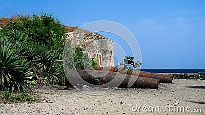 Slavery fortress and cannons on Goree island, Dakar, Senegal Stock Photo