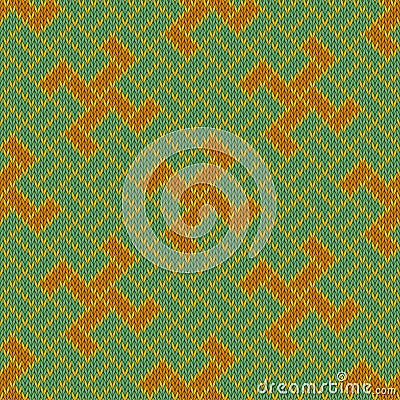 Golden Yarga. Seamless woolen knitted pattern Vector Illustration