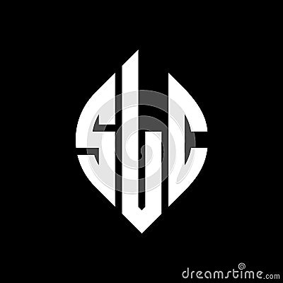 SLC circle letter logo design with circle and ellipse shape. SLC ellipse letters with typographic style. The three initials form a Vector Illustration