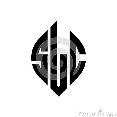 SLC circle letter logo design with circle and ellipse shape. SLC ellipse letters with typographic style. The three initials form a Vector Illustration