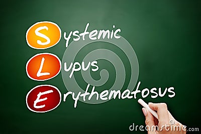 SLE - Systemic Lupus Erythematosus acronym, concept on blackboard Stock Photo