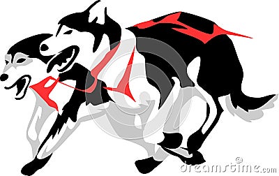 Sled dogs Vector Illustration