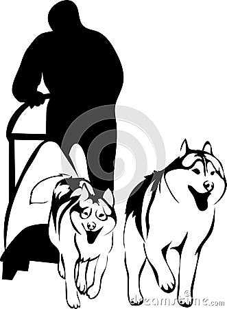 Sled dogs Vector Illustration