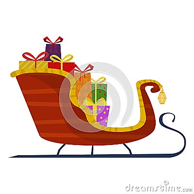 Sledge Santa Claus with gifts on isolated white background. Vector illustration Vector Illustration