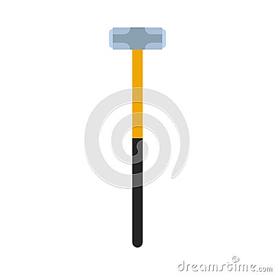 Sledgehammer industry repair symbol flat vector icon. Power hand professional tool ironwork forge Vector Illustration