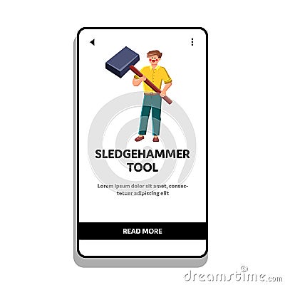 sledgehammer tool vector Cartoon Illustration