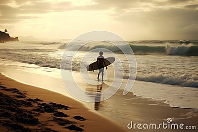 Sleek Attractive male surf. Generate Ai Stock Photo