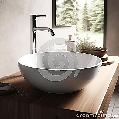 ceramic wash basin in a brilliant shade of white Stock Photo