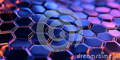 A sleek 3D abstract background featuring an intricate honeycomb pattern, softly illuminated by Stock Photo