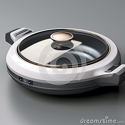 Sleek Electric Skillet With Luminous 3d Metal Cover Stock Photo