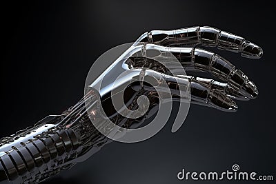 Sleek and futuristic image of a robotic hand. Beautiful illustration picture. Generative AI Cartoon Illustration