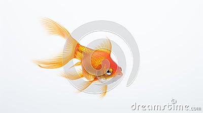 Sleek Goldfish Swimming Against White Background - Stunning 8k National Geographic Photo Stock Photo