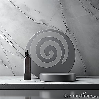 Sleek gray podium for chic product presentation. Stock Photo