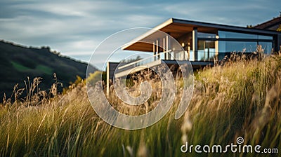 Captivating Hillside House With Immersive Harbor Views Stock Photo